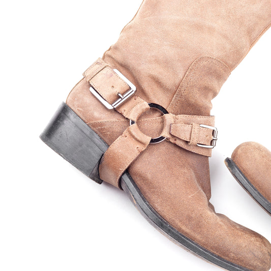 Christian Dior Vintage Musketeer Over The Knee Brown Leather Boots (37,5 EU)