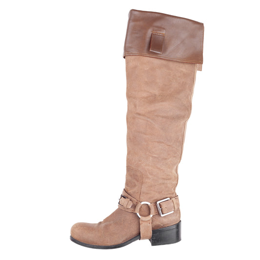 Christian Dior Vintage Musketeer Over The Knee Brown Leather Boots (37,5 EU)