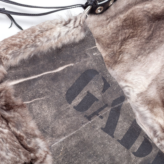 Dolce & Gabbana Vintage Reversible Rabbit Fur Grey Leather Shoulder Bag