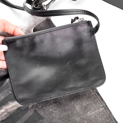 Dolce & Gabbana Vintage Reversible Rabbit Fur Grey Leather Shoulder Bag