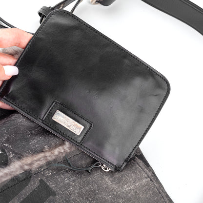 Dolce & Gabbana Vintage Reversible Rabbit Fur Grey Leather Shoulder Bag