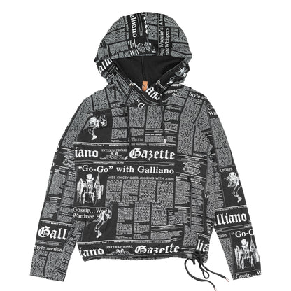 John Galliano Newspaper Gazette Black Hoodie (L)