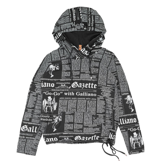 John Galliano Newspaper Gazette Black Hoodie (L)