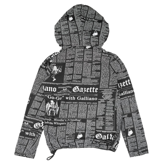 John Galliano Newspaper Gazette Black Hoodie (L)