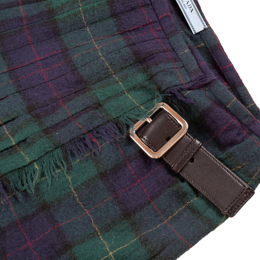 Prada Wool Tartan Plaid Knee Length Skirt