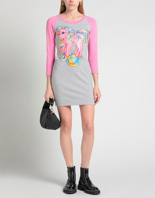 Moschino Couture SS 2018 My Little Pony Print Gray Dress