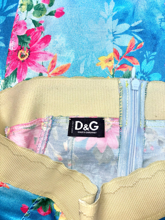 Dolce & Gabbana S/S 2005 RARE Vintage Lace Floral Blue Skirt  
