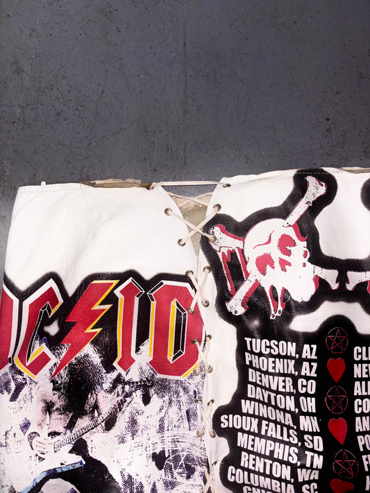 Dolce & Gabbana RARE Fall 2001 ‘ACDC- KISS’ Rocker Vintage White Leather Skirt (S/M)