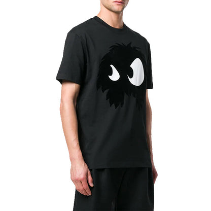 McQ McQueen Black Cotton T‑Shirt with Monster Eye Graphic  