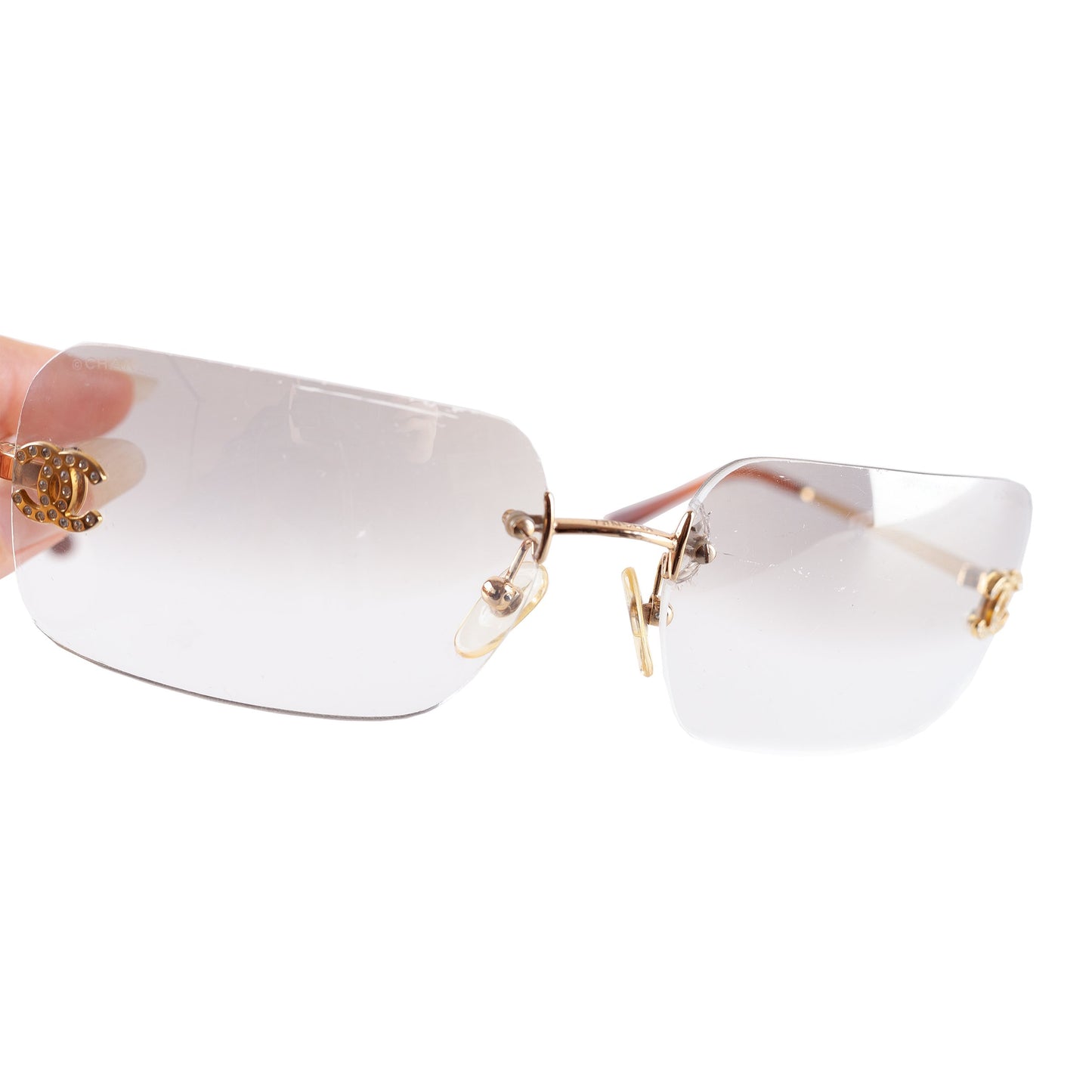 Chanel 4017 CC Logo Rimless Clear Sunglasses