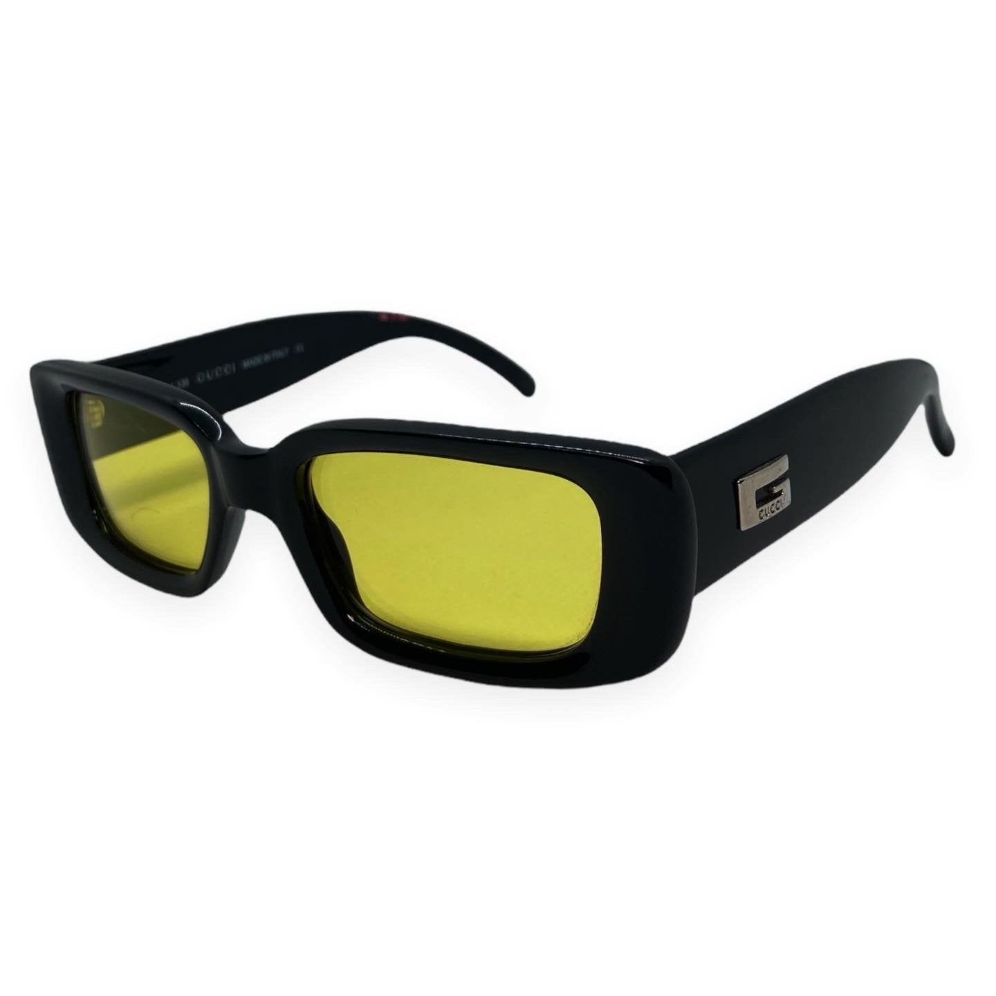 Gucci 2409 Black Sunglasses with Tinted Yellow Lenses