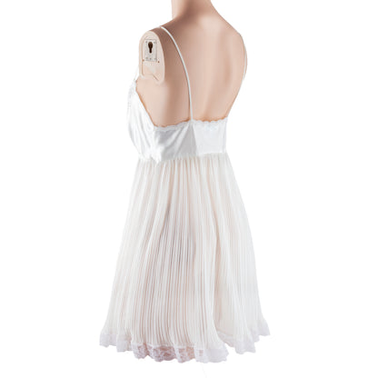 Christian Dior Vintage Ivory Pleated Chiffon Lace Babydoll Slip Dress