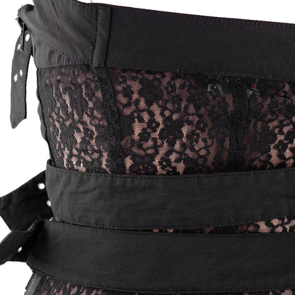 Morgan de Toi Black Buckled Lace Strapless Corset Top