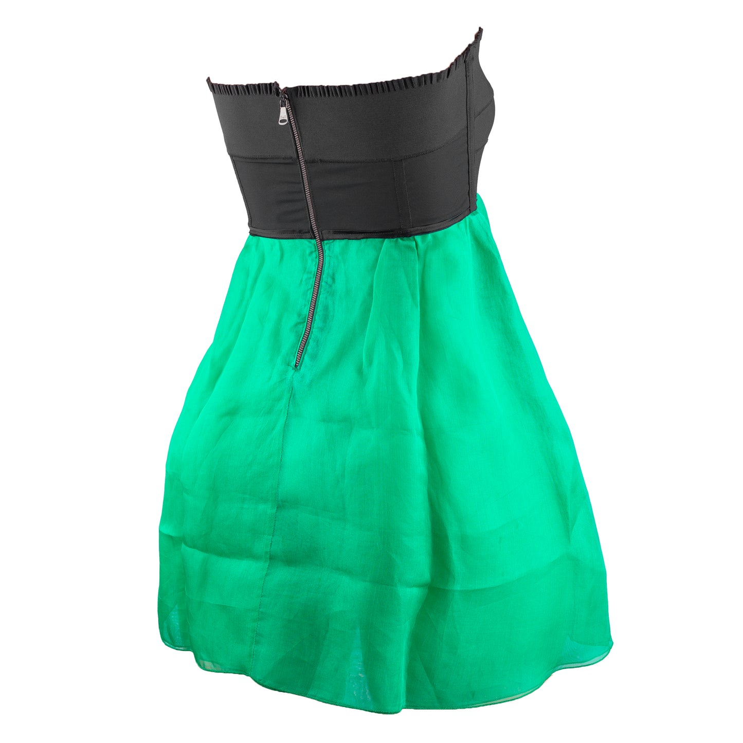 Dolce & Gabbana Black & Emerald Green Silk Strapless Bow Top/ Dress