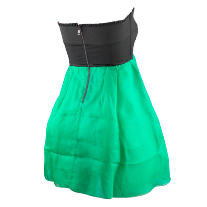 Dolce & Gabbana Black & Emerald Green Silk Strapless Bow Top/ Dress