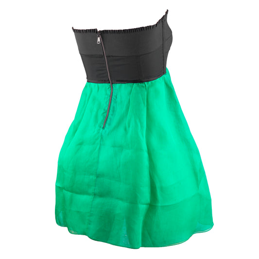 Dolce & Gabbana Black & Emerald Green Silk Strapless Bow Top/ Dress