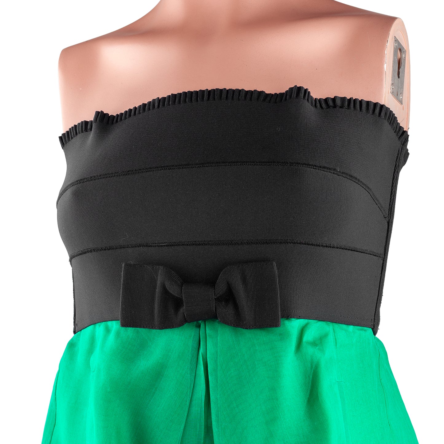 Dolce & Gabbana Black & Emerald Green Silk Strapless Bow Top/ Dress