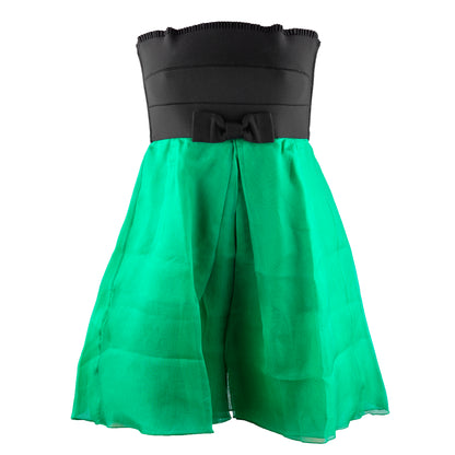 Dolce & Gabbana Black & Emerald Green Silk Strapless Bow Top/ Dress