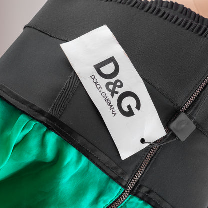 Dolce & Gabbana Black & Emerald Green Silk Strapless Bow Top/ Dress