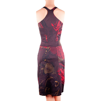 Just Cavalli Brown Zodiac Halter Bodycon Dress
