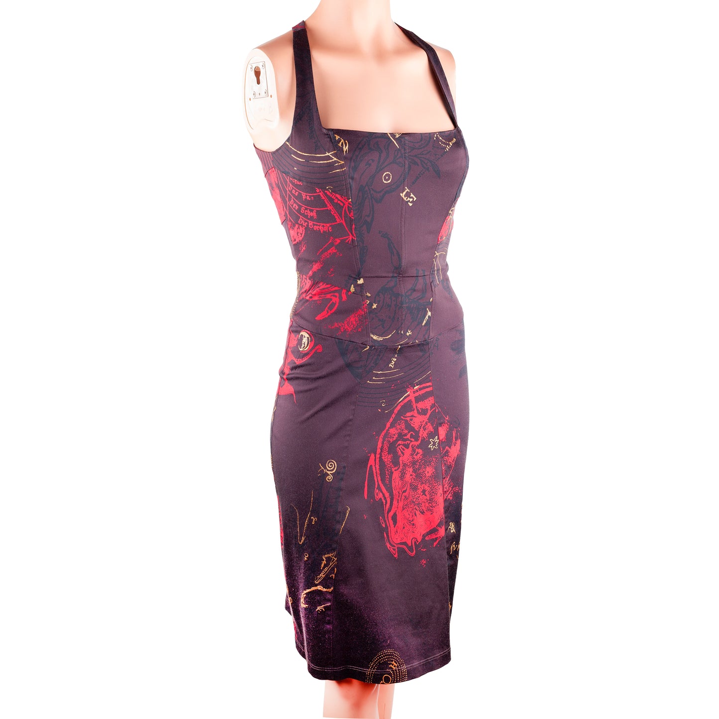 Just Cavalli Brown Zodiac Halter Bodycon Dress