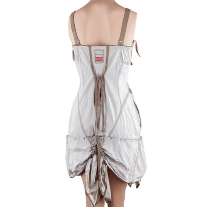 Marithé + François Girbaud Beige Ruched Utility Mini Dress