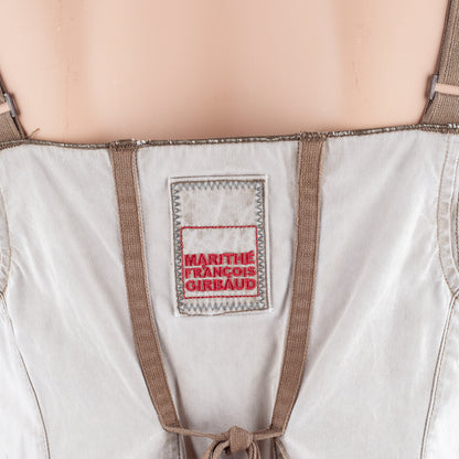 Marithé + François Girbaud Beige Ruched Utility Mini Dress