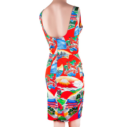 Dolce & Gabbana Japanese Landscape Print Bodycon Dress