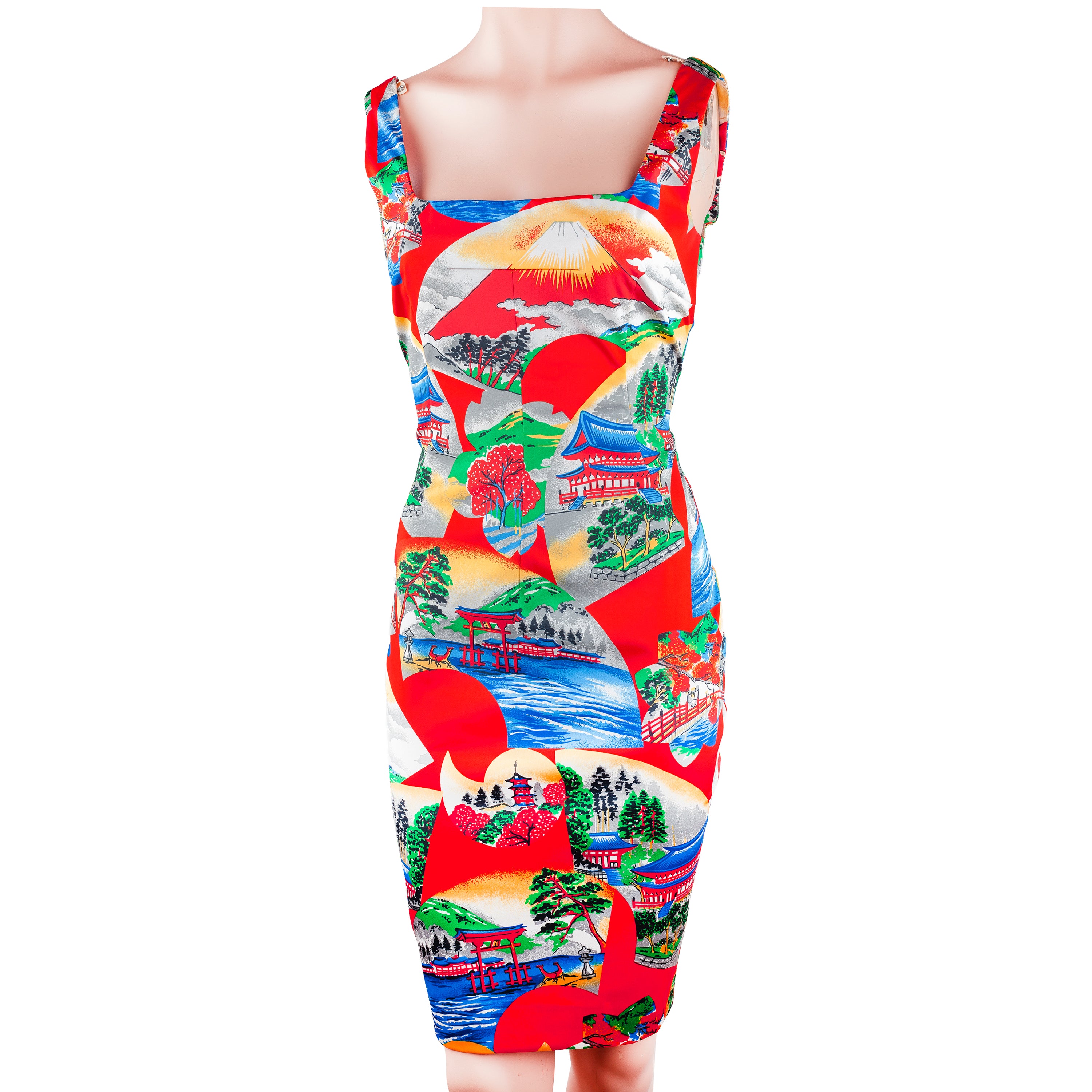 Dolce & Gabbana Japanese Landscape Print Bodycon Dress