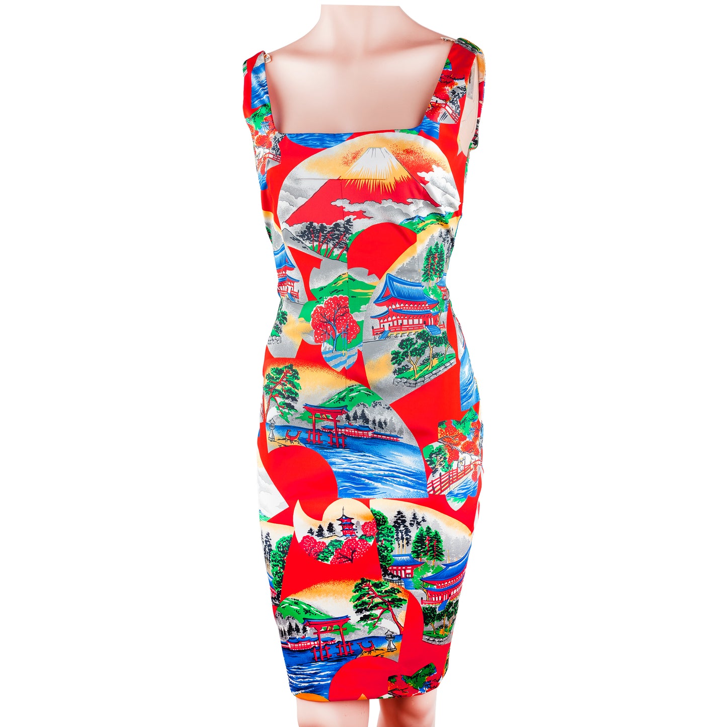Dolce & Gabbana Japanese Landscape Print Bodycon Dress