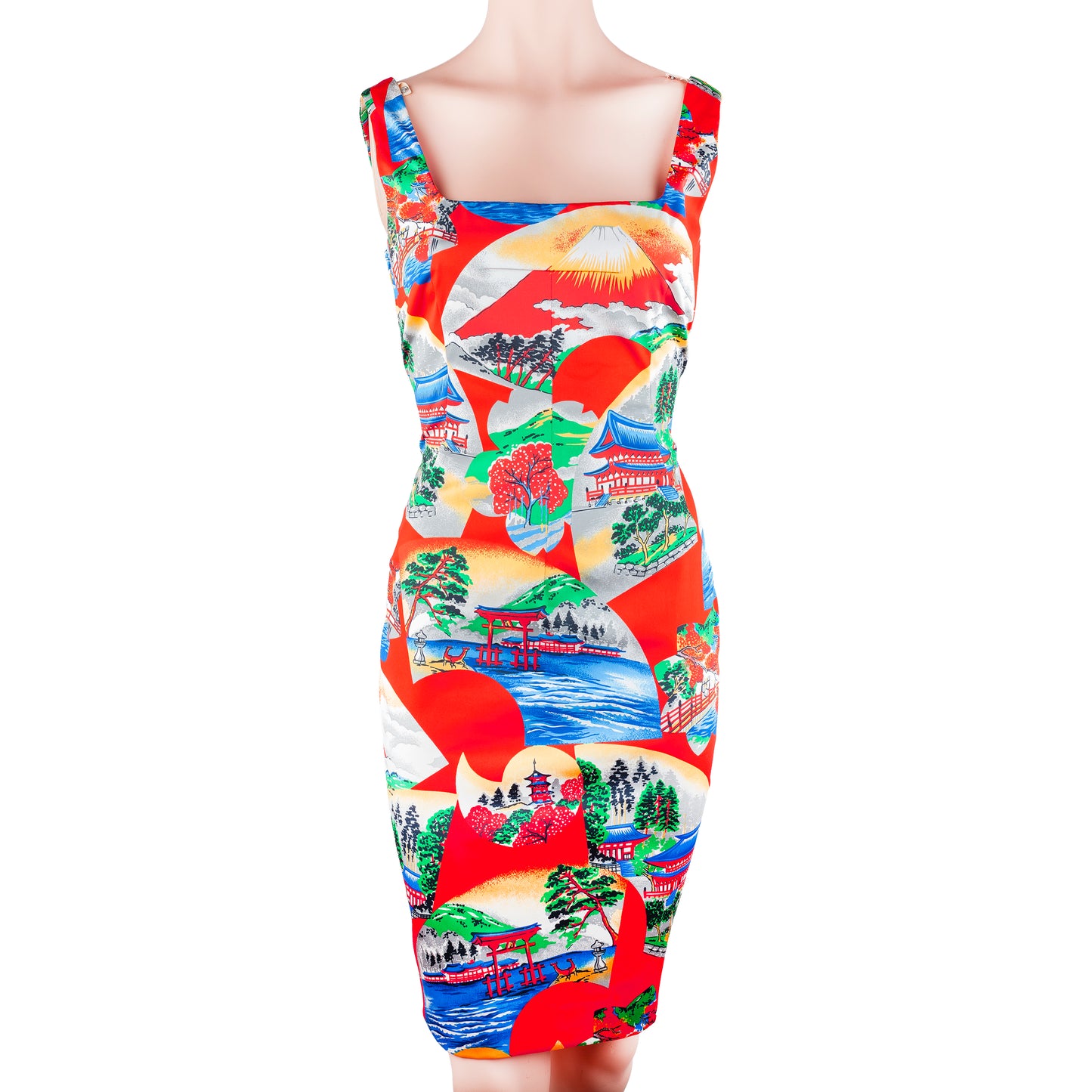 Dolce & Gabbana Japanese Landscape Print Bodycon Dress