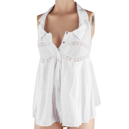 AllSaints Spitalfields Boho White Echo Cotton Halter Top