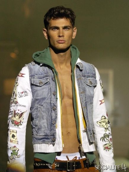 DSQUARED2 S/S 2005 Tattoo Print Detachable Jacket with Denim Vest