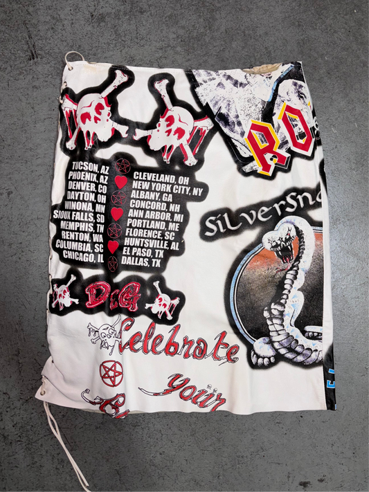 Dolce & Gabbana RARE Fall 2001 ‘ACDC- KISS’ Rocker Vintage White Leather Skirt (S/M)