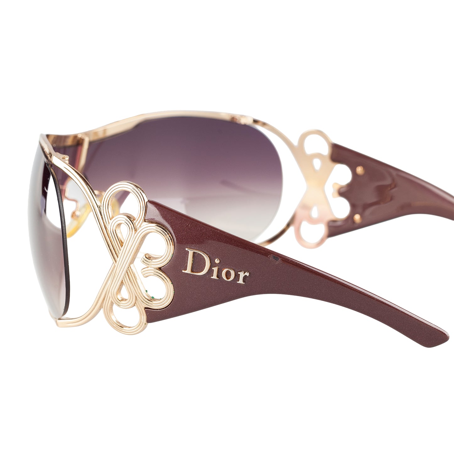 Christian Dior 2004 "DIORI" QEPZV Brown & Golden Shield Sunglasses
