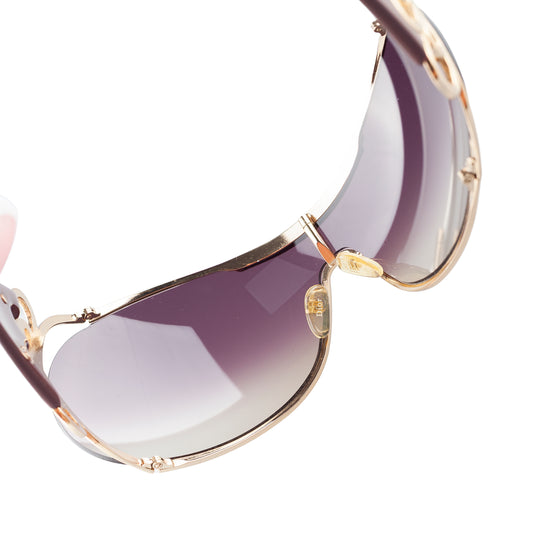 Christian Dior 2004 "DIORI" QEPZV Brown & Golden Shield Sunglasses