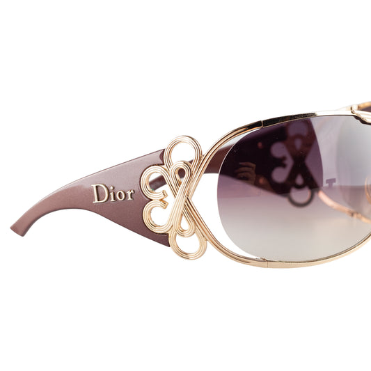 Christian Dior 2004 "DIORI" QEPZV Brown & Golden Shield Sunglasses