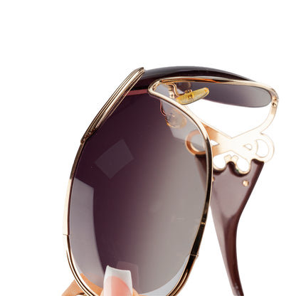 Christian Dior 2004 "DIORI" QEPZV Brown & Golden Shield Sunglasses