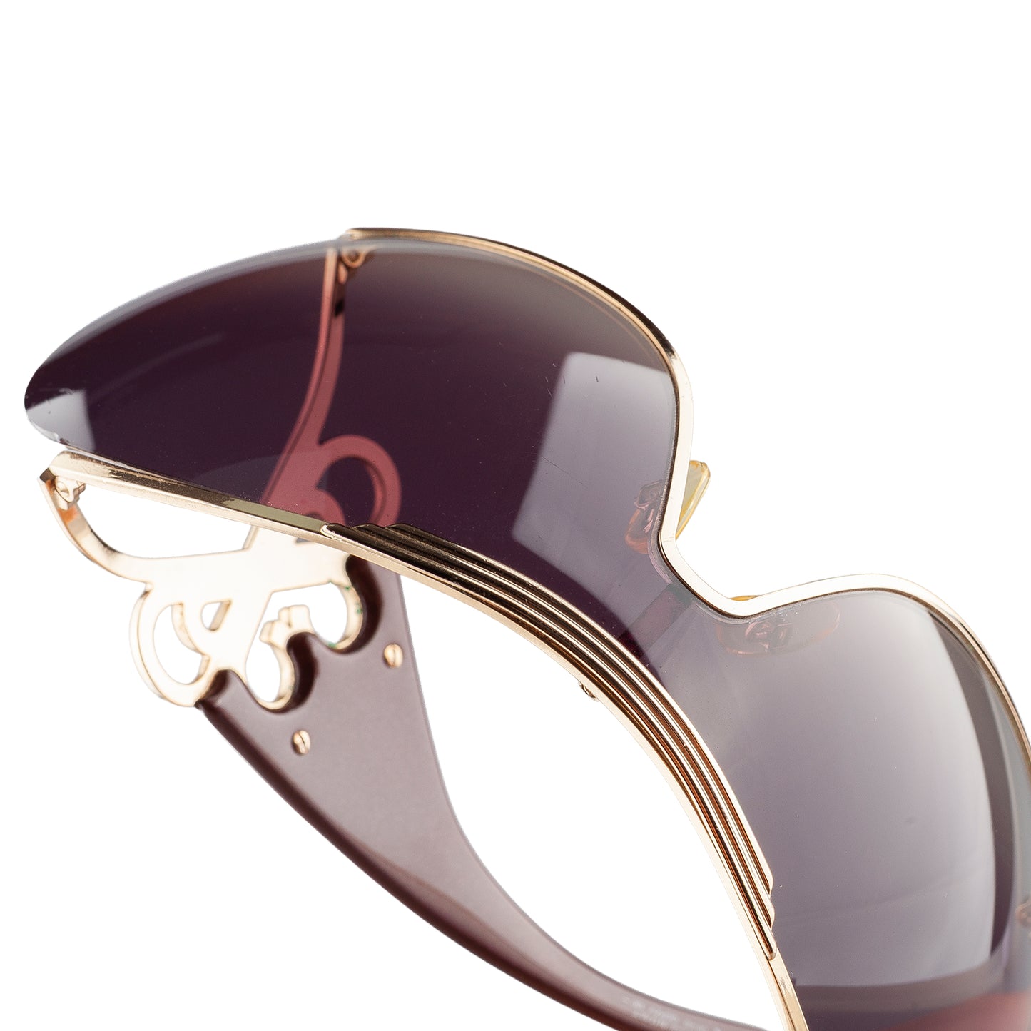 Christian Dior 2004 "DIORI" QEPZV Brown & Golden Shield Sunglasses