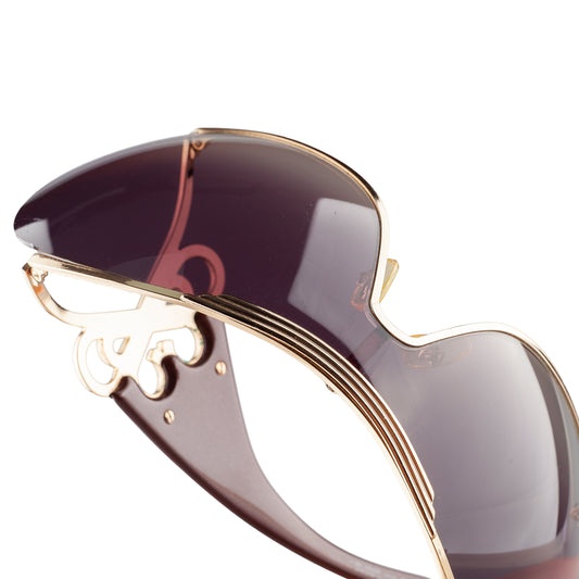 Christian Dior 2004 "DIORI" QEPZV Brown & Golden Shield Sunglasses