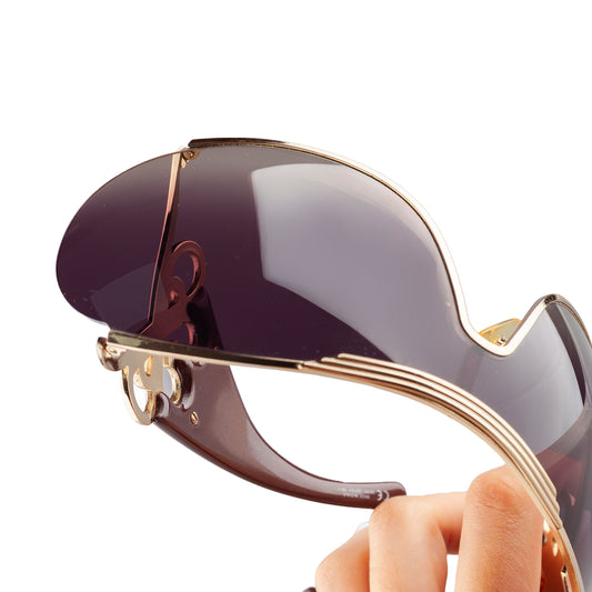 Christian Dior 2004 "DIORI" QEPZV Brown & Golden Shield Sunglasses