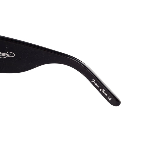 Ed Hardy by Christian Audigier EHS027 "Frame China" Black Peace Sign Shield Vintage Tattoo Sunglasses