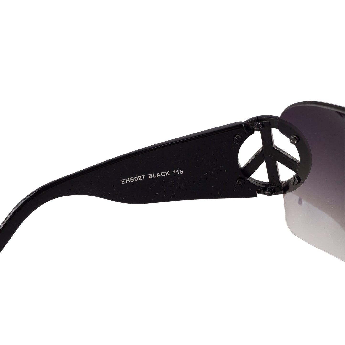Ed Hardy by Christian Audigier EHS027 "Frame China" Black Peace Sign Shield Vintage Tattoo Sunglasses