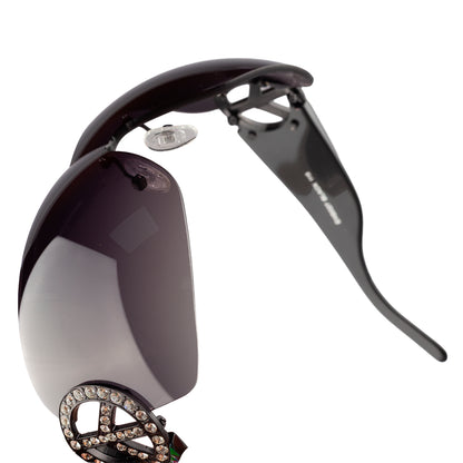 Ed Hardy by Christian Audigier EHS027 "Frame China" Black Peace Sign Shield Vintage Tattoo Sunglasses