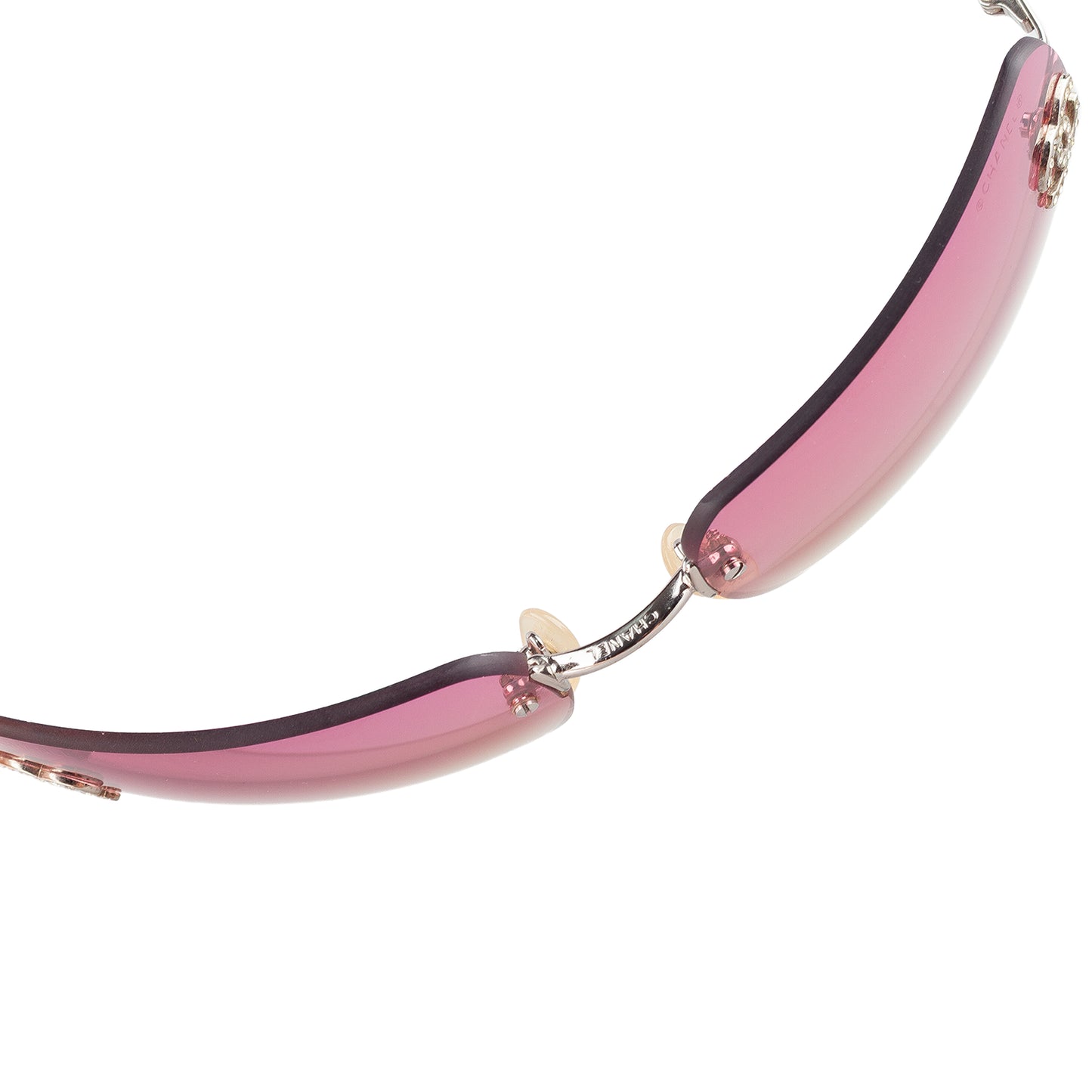 Chanel 4017-D Pink Gradient CC Logo Vintage Sunglasses With Rhinestones