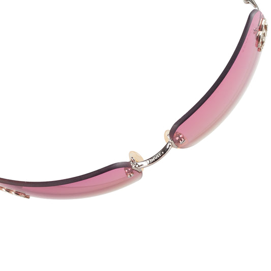 Chanel 4017-D Pink Gradient CC Logo Vintage Sunglasses With Rhinestones