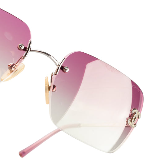 Chanel 4017-D Pink Gradient CC Logo Vintage Sunglasses With Rhinestones