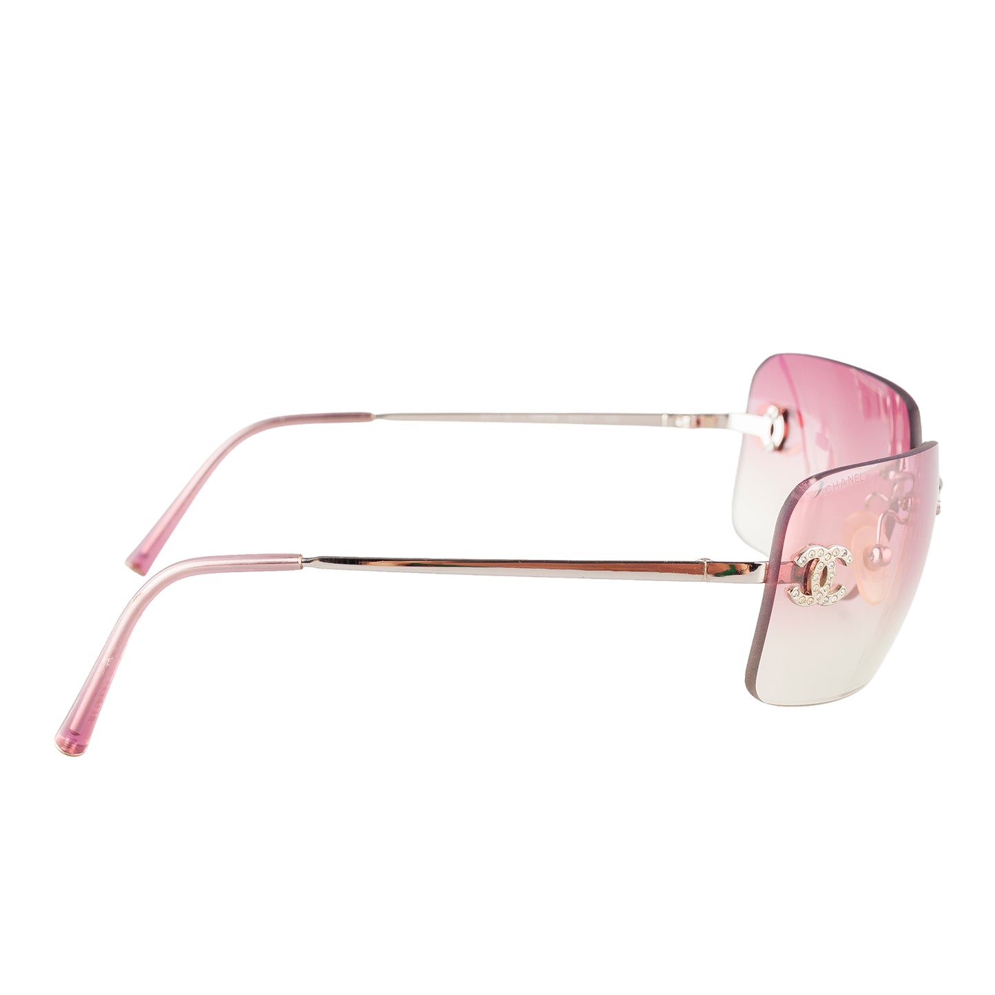 Chanel 4017-D Pink Gradient CC Logo Vintage Sunglasses With Rhinestones