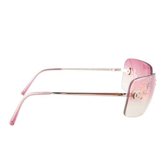 Chanel 4017-D Pink Gradient CC Logo Vintage Sunglasses With Rhinestones