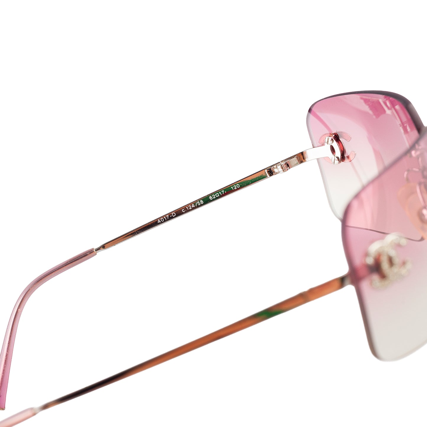 Chanel 4017-D Pink Gradient CC Logo Vintage Sunglasses With Rhinestones